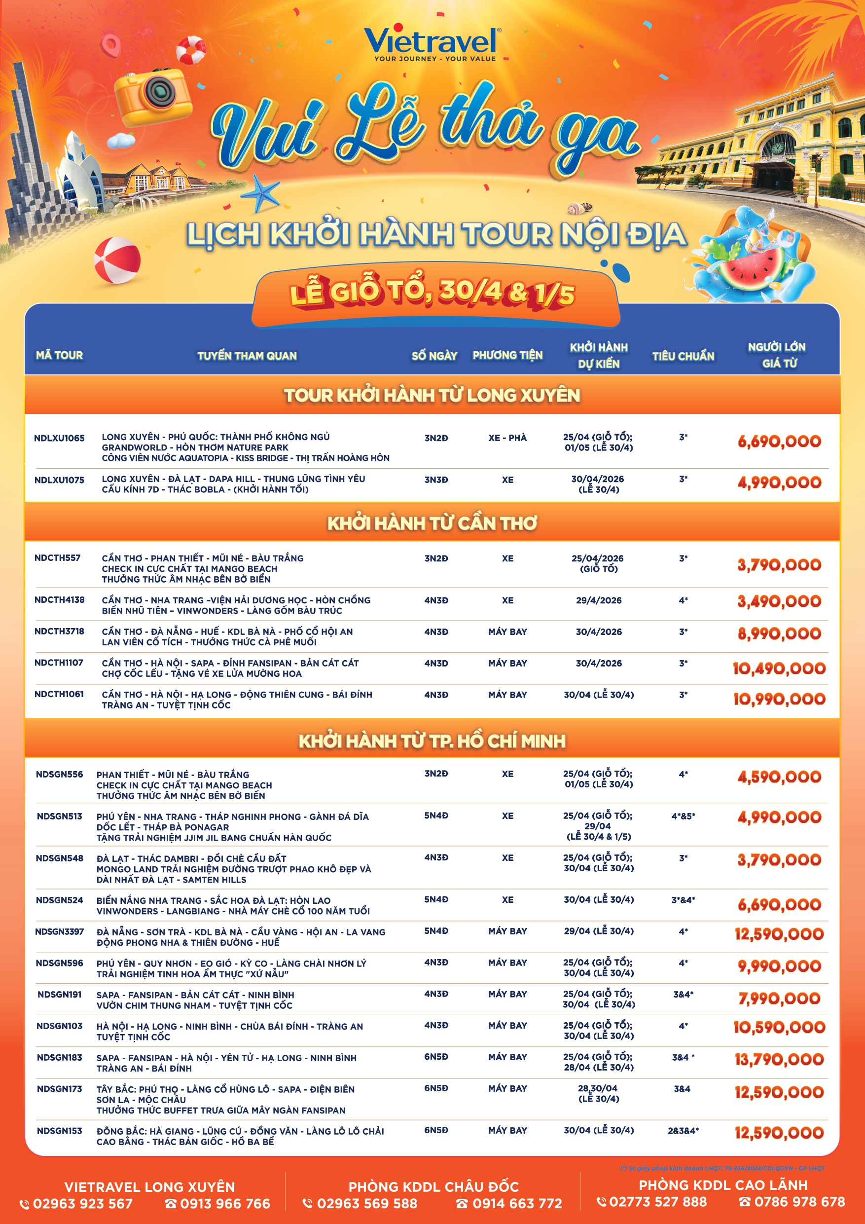 BÙNG NỔ ƯU ĐÃI CÁC CHƯƠNG TRÌNH TOUR CÙNG VIETRAVEL