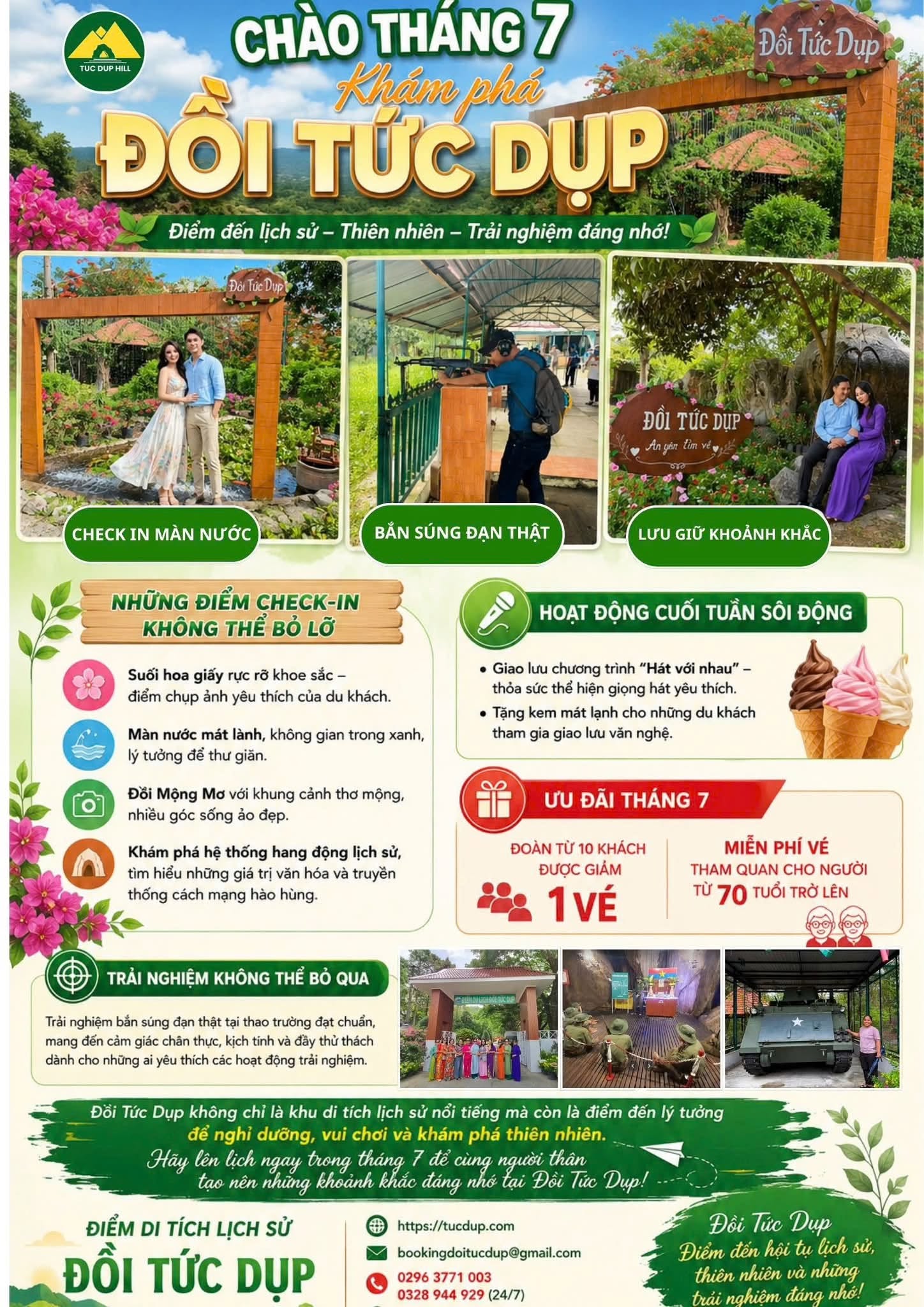 Hello July! Come to Tuc Dup Hill to enjoy the vibrant atmosphere and many outdoor activities.
