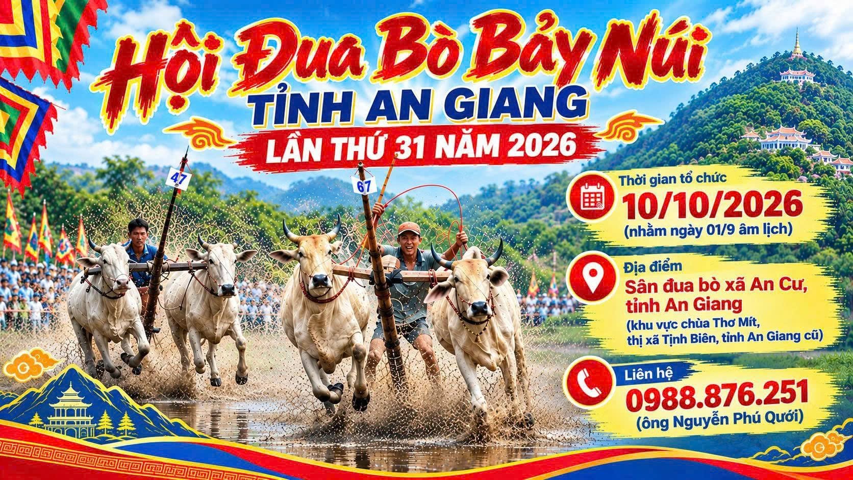 HỘI ĐUA BÒ BẢY NÚI – NÉT VĂN HÓA ĐẶC SẮC CỦA ĐỒNG BÀO KHMER AN GIANG