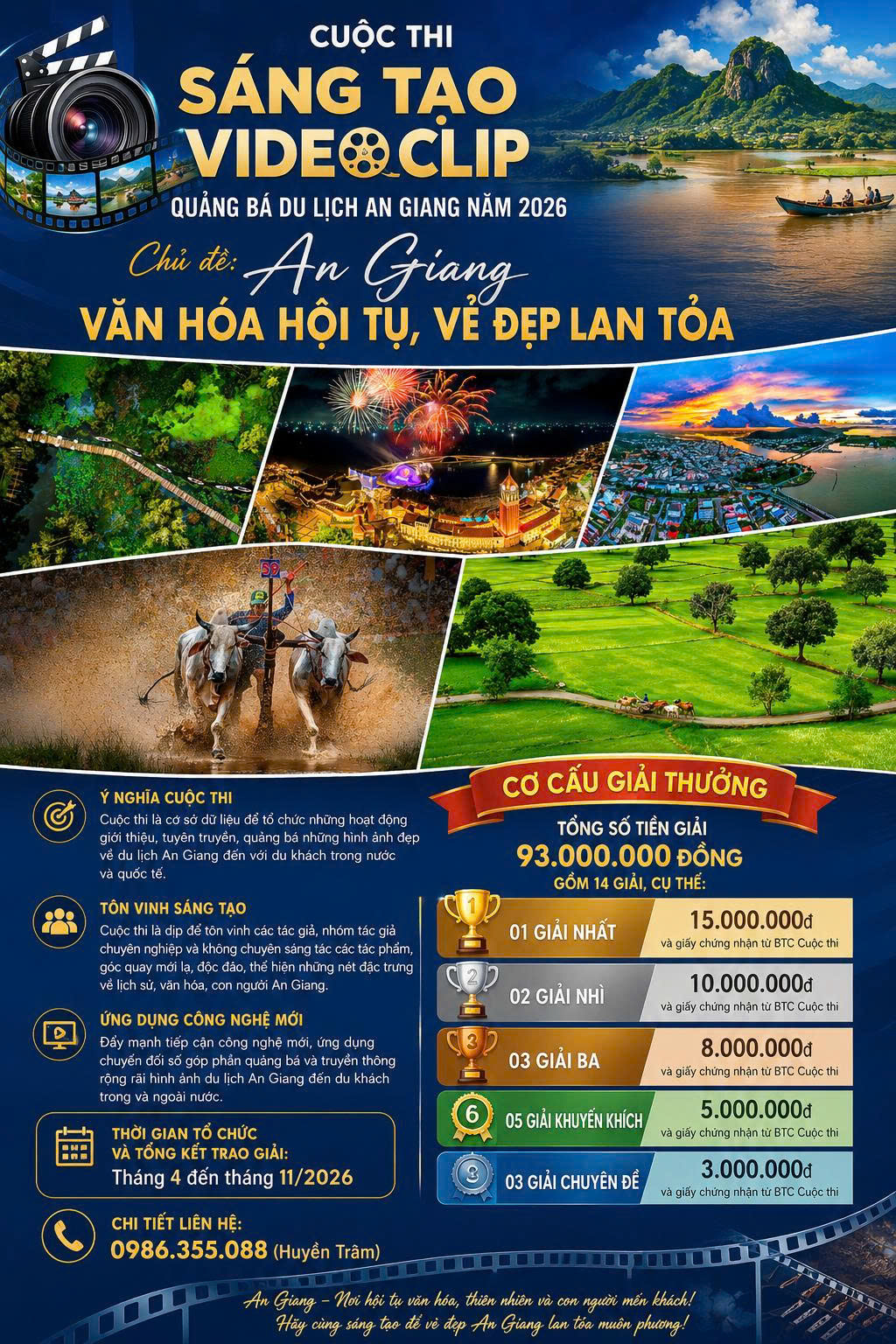 “SÁNG TẠO VIDEO CLIP DU LỊCH AN GIANG NĂM 2026” 🌿 Chủ đề: “An Giang – Văn hóa hội tụ, vẻ đẹp lan tỏa”