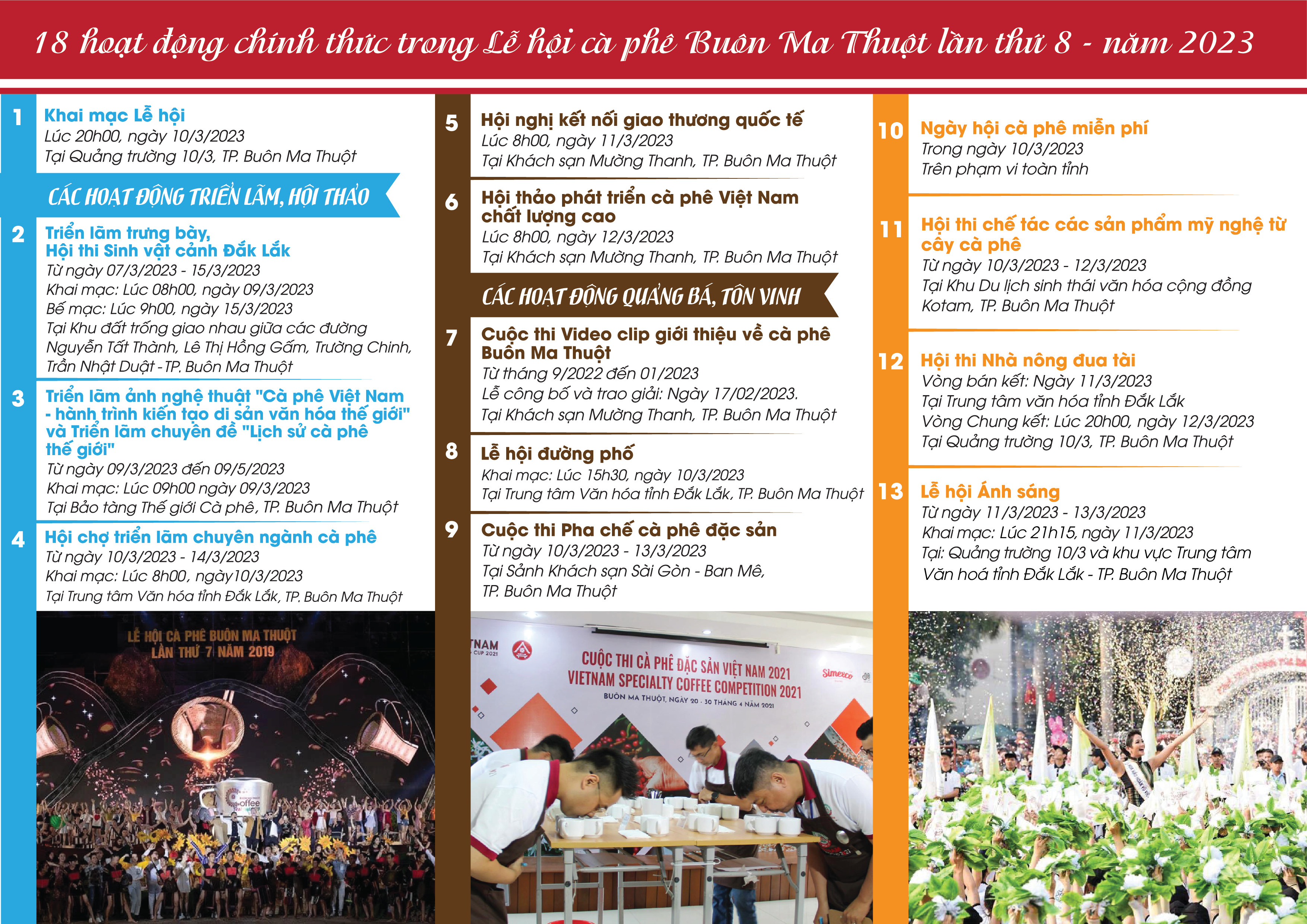 18 hoạt động chính thức trong Lễ hội Cà phê Buôn Ma Thuột lần thứ 8 năm 2023