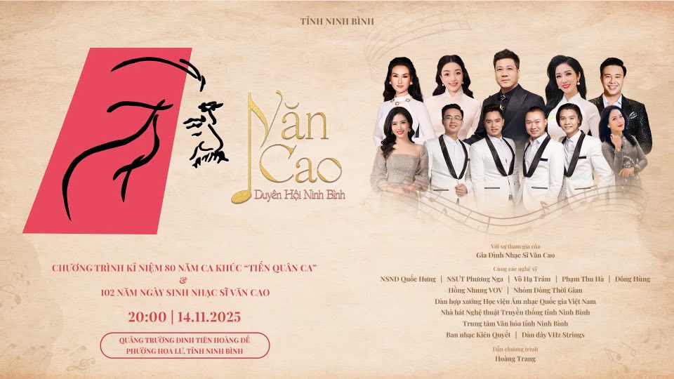 Tổ chức đêm nghệ thuật "Văn Cao – Duyên hội Ninh Bình” nhân kỷ niệm 80 năm ca khúc "Tiến quân ca"