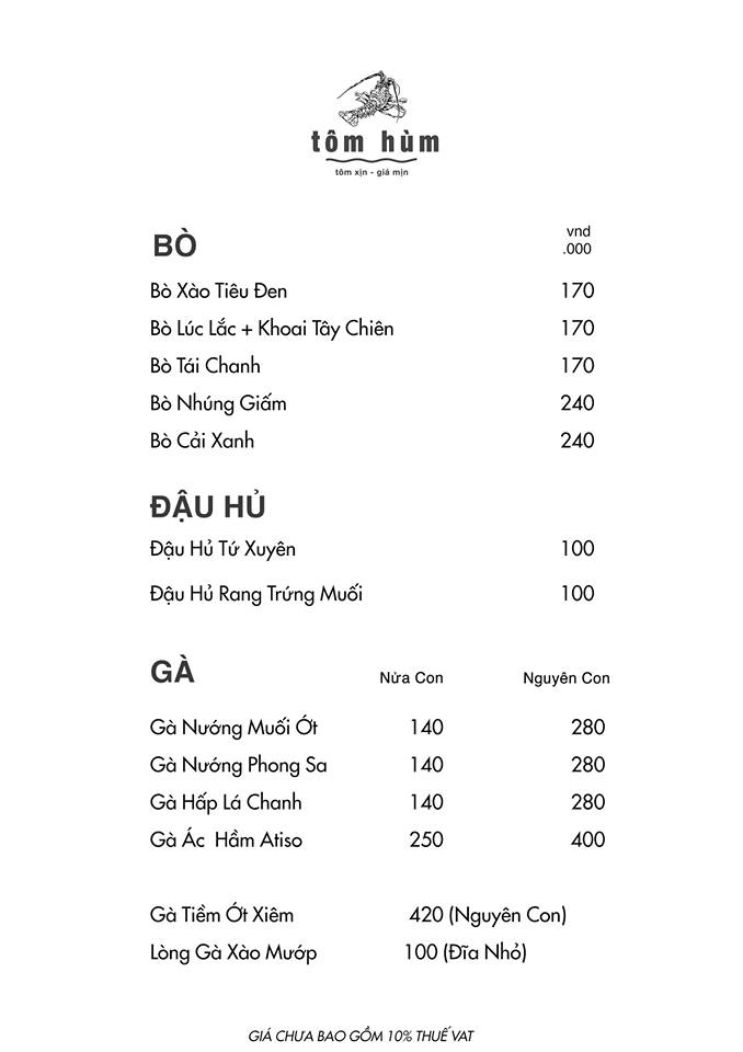 Menu Bò-Gà
