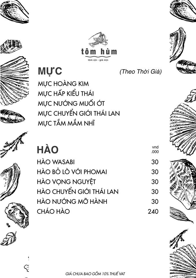 Menu Mực-Hào (Theo thời giá)