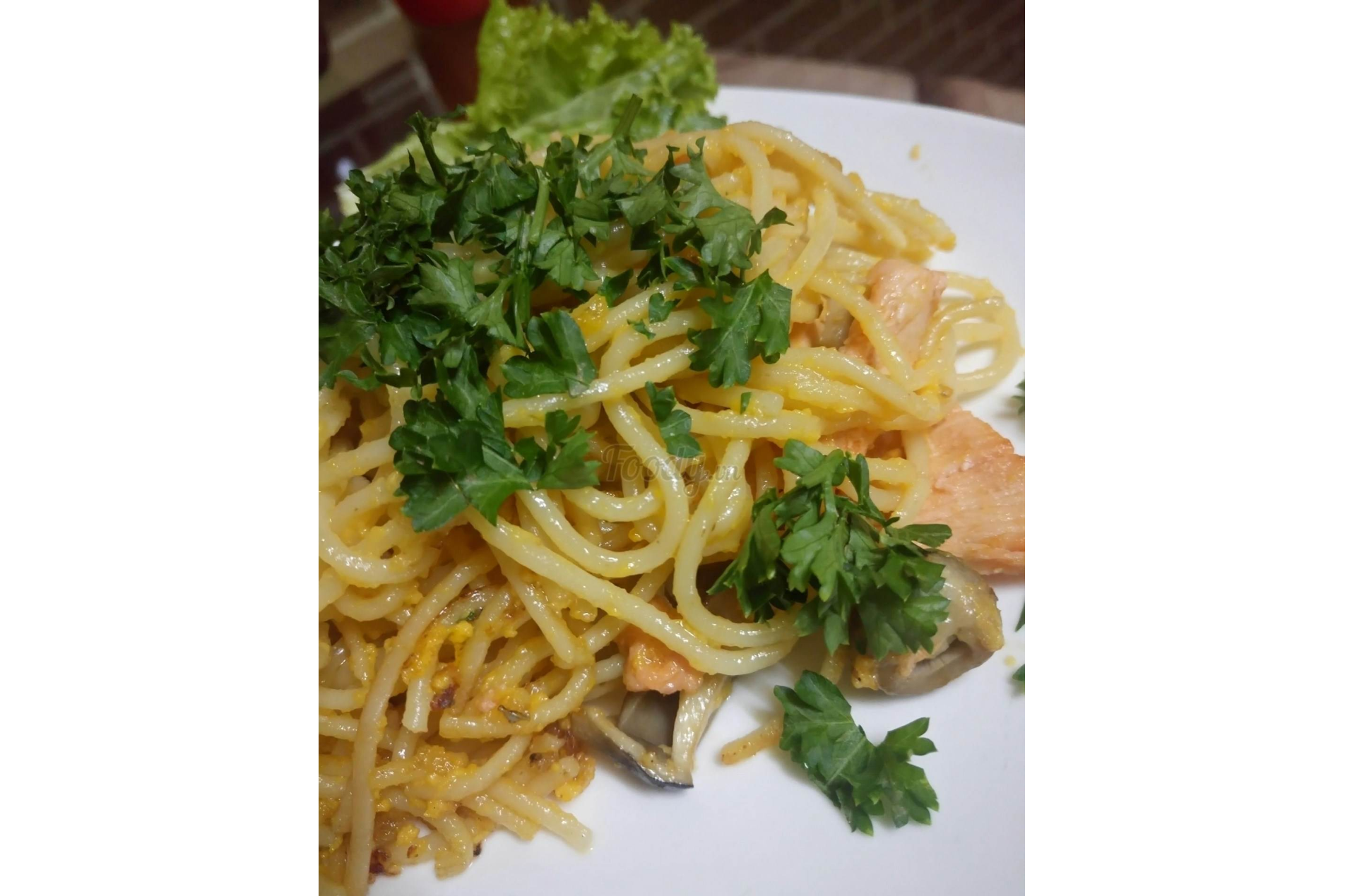 Mì Ý Sốt Kem Gà Nấm