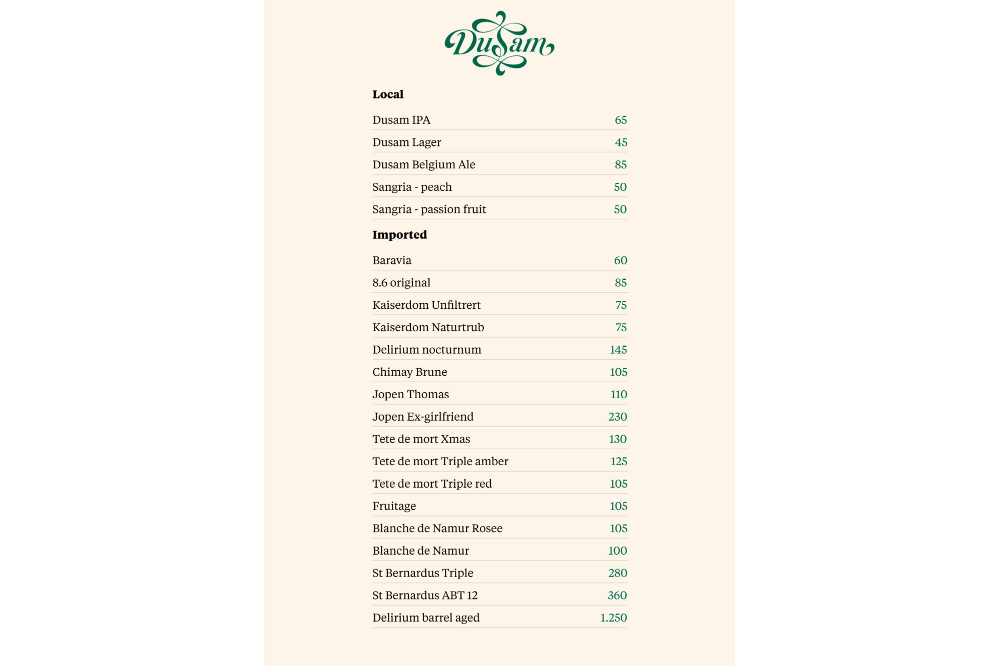 menu
