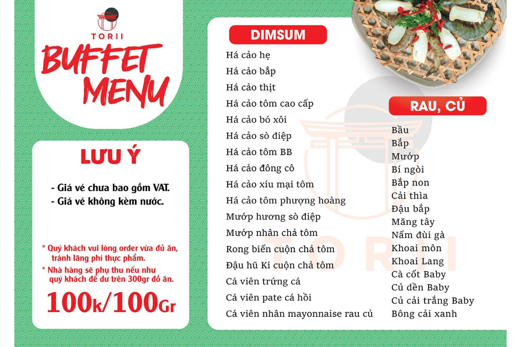 Menu buffet