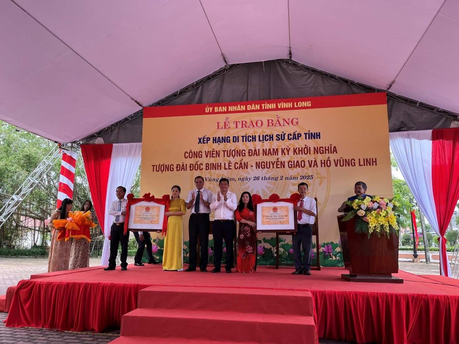 Vĩnh Long tổ chức Lễ trao bằng xếp hạng di tích lịch sử cấp tỉnh Công viên tượng đài Nam Kỳ khởi nghĩa, Tượng đài Đốc binh Lê Cẩn – Nguyễn Giao và Hồ Vũng Linh