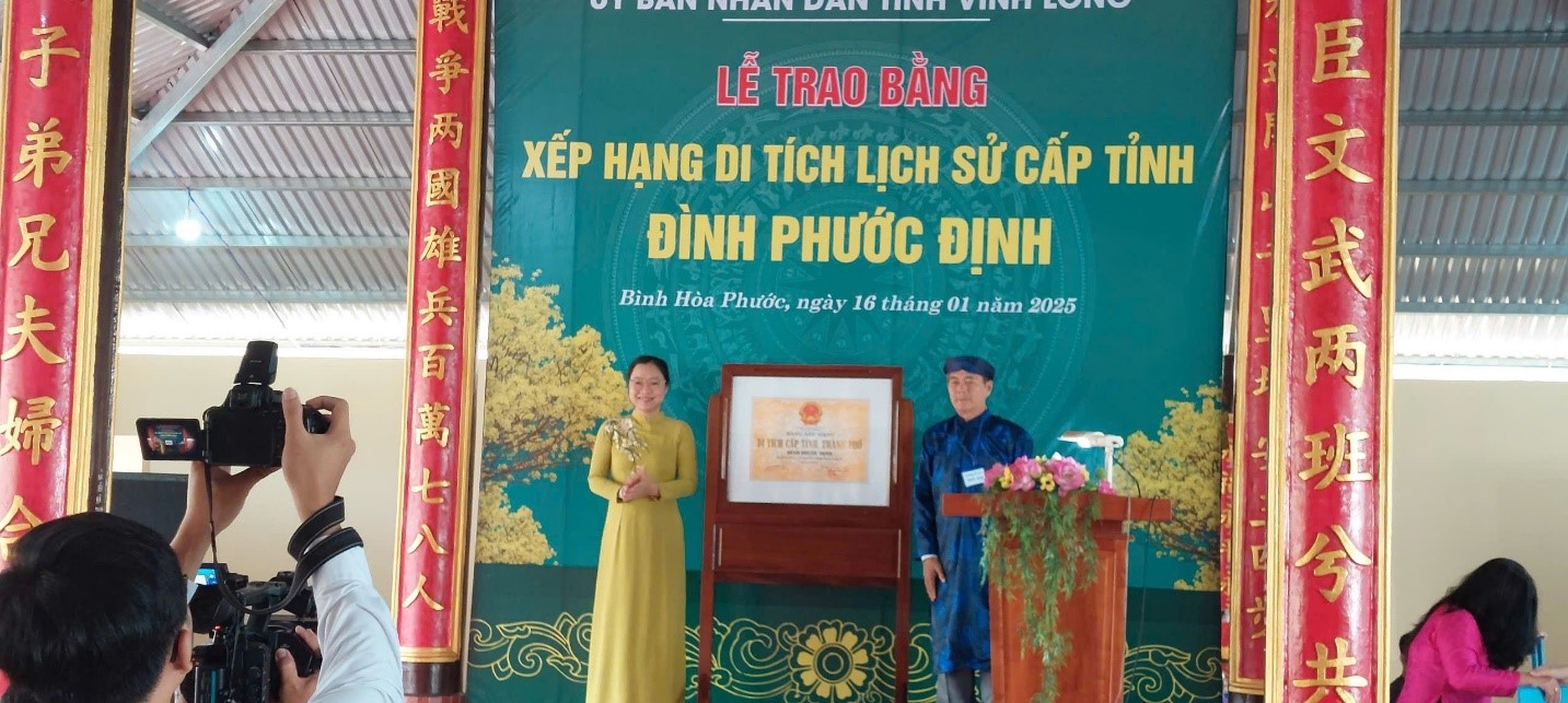 LỄ TRAO BẰNG XẾP HẠNG DI TÍCH LỊCH SỬ CẤP TỈNH  ĐÌNH PHƯỚC ĐỊNH- XÃ BÌNH HÒA PHƯỚC