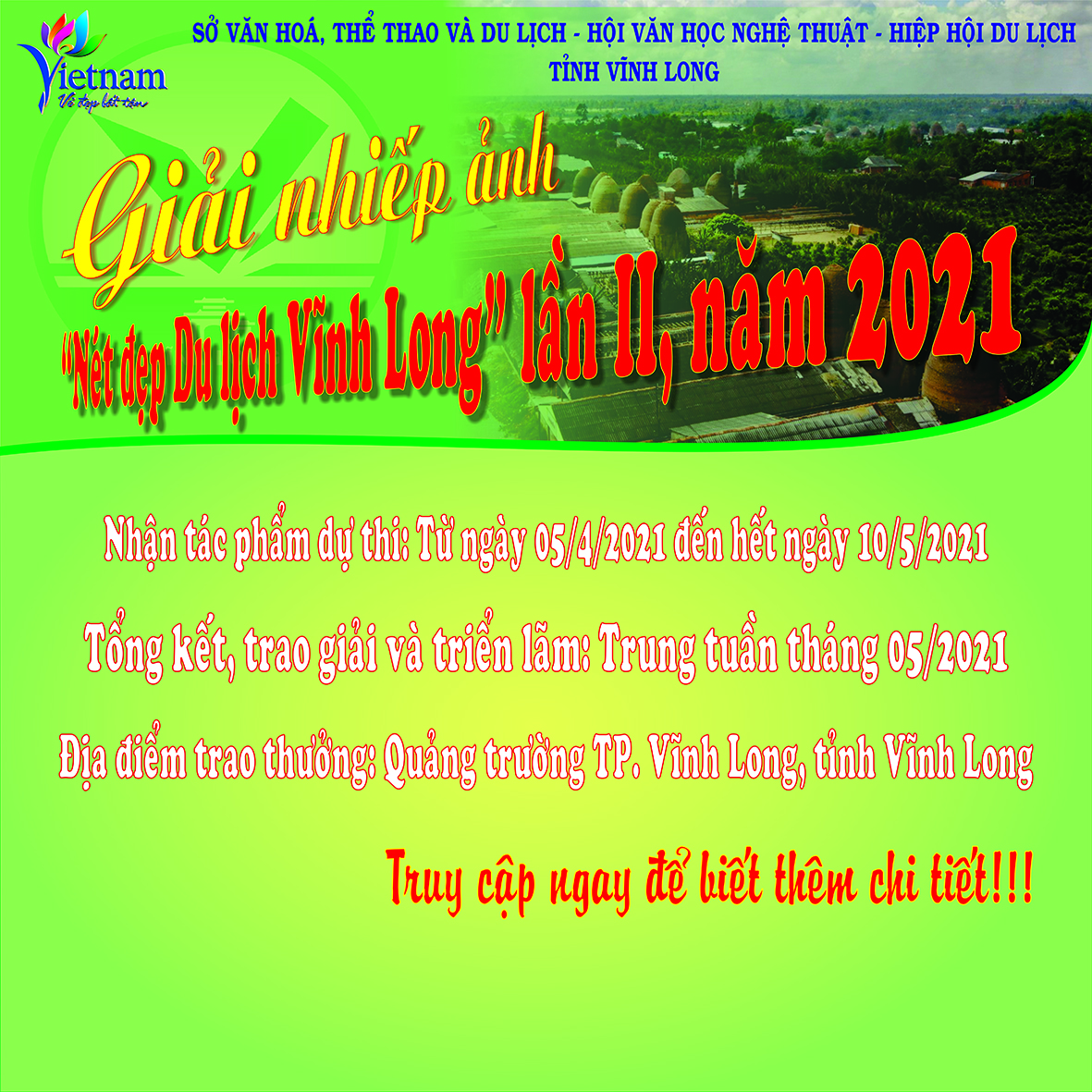 Thể lệ Giải Nhiếp ảnh "Nét đẹp Du lịch Vĩnh Long" lần thứ II, năm 2021