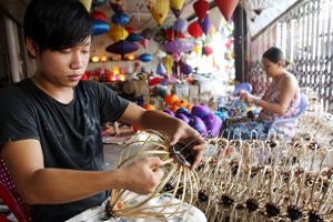 One day as Hoi An residents with lantern making